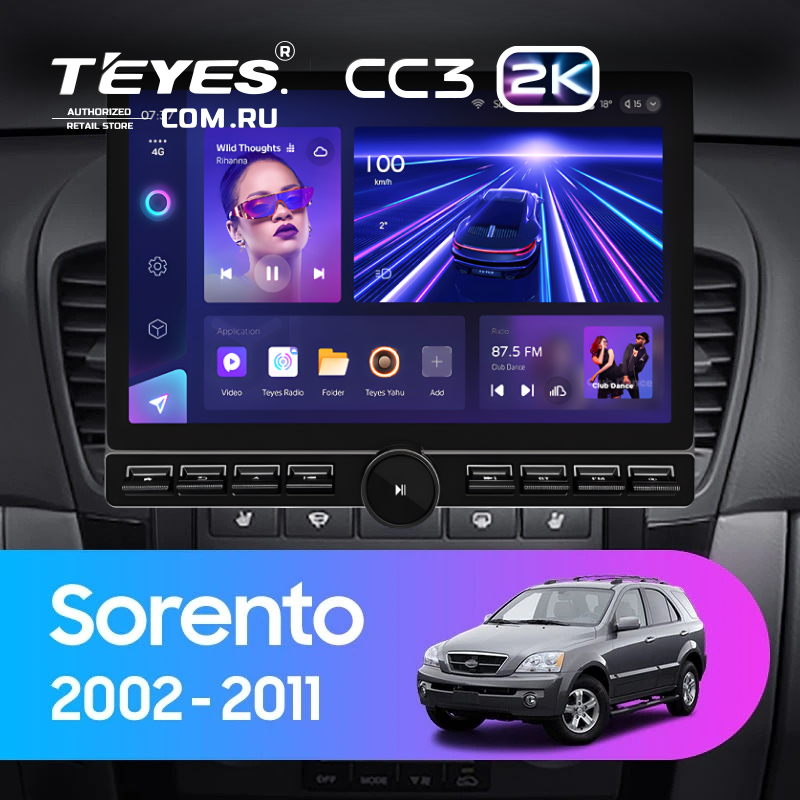 Штатная магнитола Teyes CC3 2K 6/128 Kia Sorento BL (2002-2011) (13&quot; с кнопками)