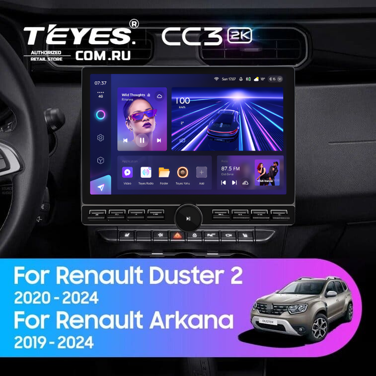 Штатная магнитола Teyes CC3 2K 6/128 Renault Duster HM 2 (2020-2023) F1 (13&quot; с кнопками)