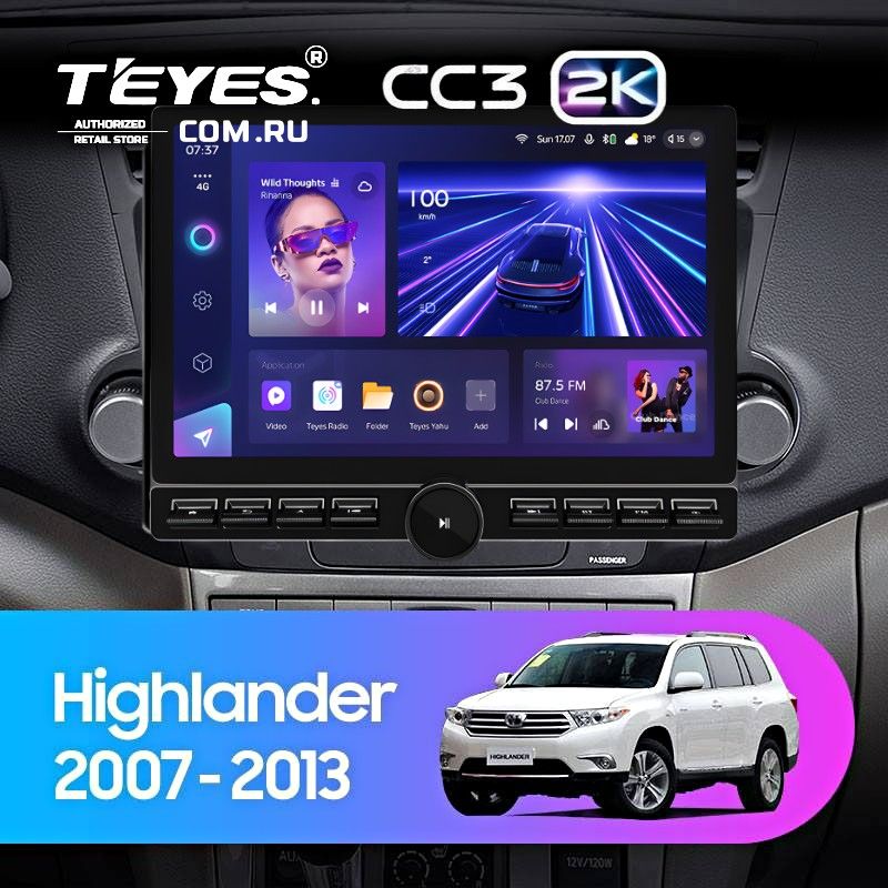 Штатная магнитола Teyes CC3 2K 6/128 Toyota Highlander 2 XU40 (2007-2013) F1 (13&quot; с кнопками)
