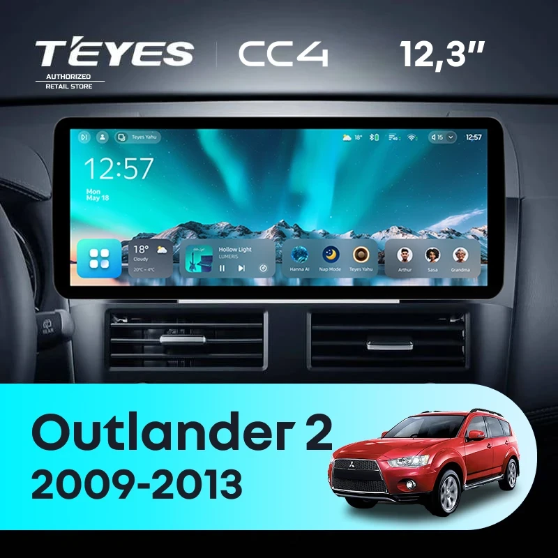 Штатная магнитола Teyes CC4 12.3" 8/128 Mitsubishi Outlander 2 CW0W (2009-2013) Тип-A