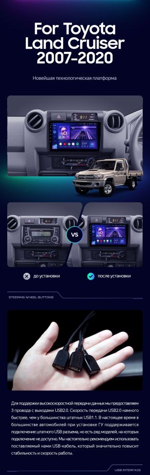 Штатная магнитола Teyes CC3 4/32 Toyota Land Cruiser 70 Series LC 79 (2007-2020)
