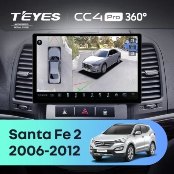 Штатная магнитола Teyes CC4 Pro 360 8/128 Hyundai Santa Fe 2 (2006-2012) (11")