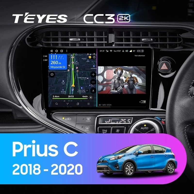 Штатная магнитола Teyes CC3 2K 4/32 Toyota Prius C (2018-2020) Правый руль