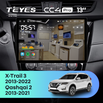 Штатная магнитола Teyes CC4 Pro 8/128 Nissan Qashqai 2 (2013-2021) F2 Тип-C (13")