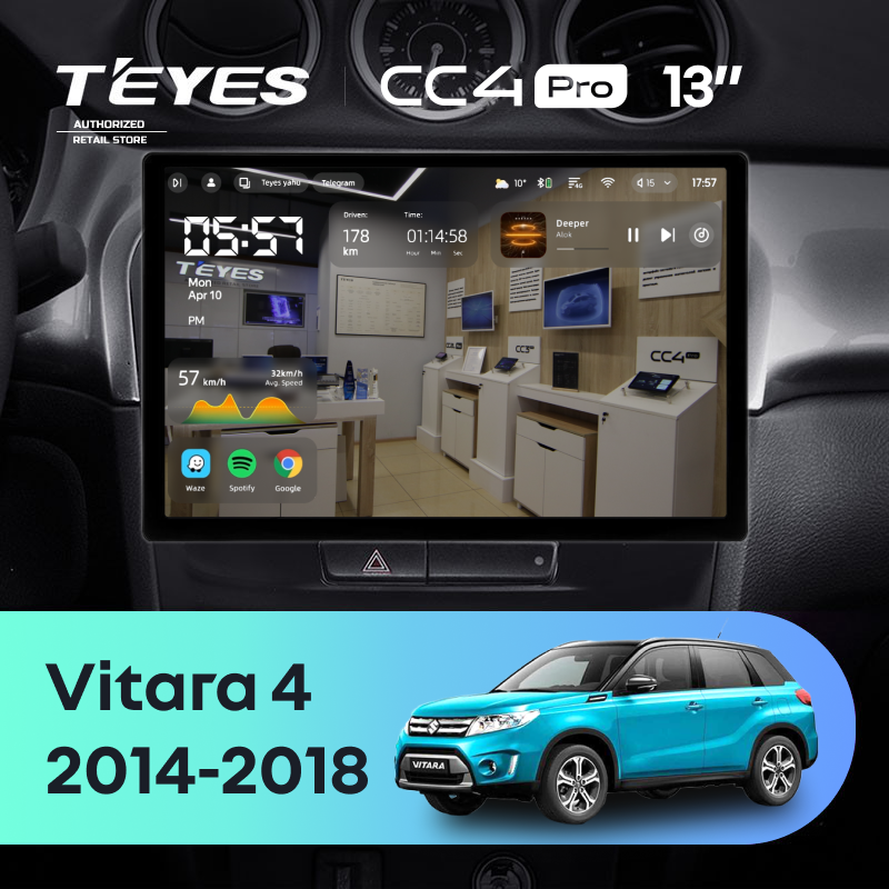 Штатная магнитола Teyes CC4 Pro 8/128 Suzuki Vitara 2 (2014-2018) (13&quot;)