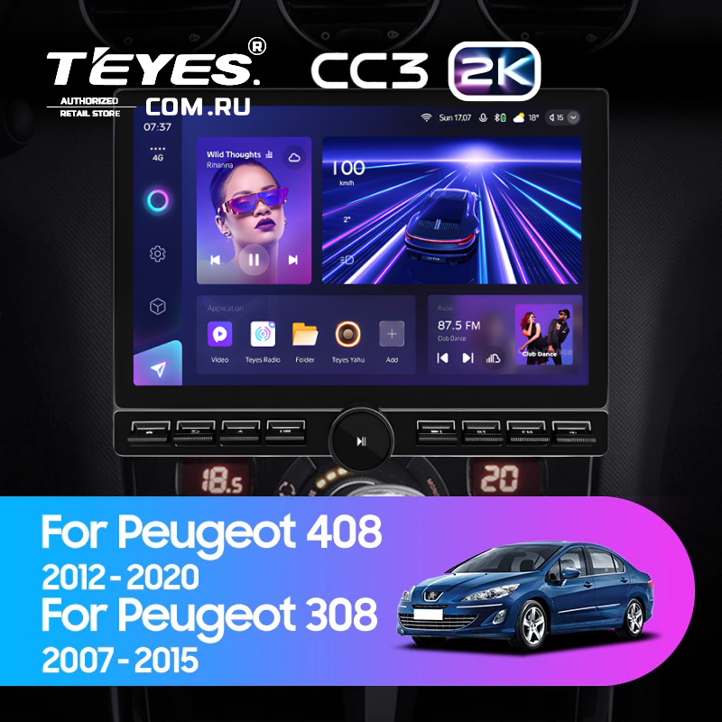 Штатная магнитола Teyes CC3 2K 6/128 Peugeot 408 1 T7 (2012-2020) (13&quot; с кнопками)