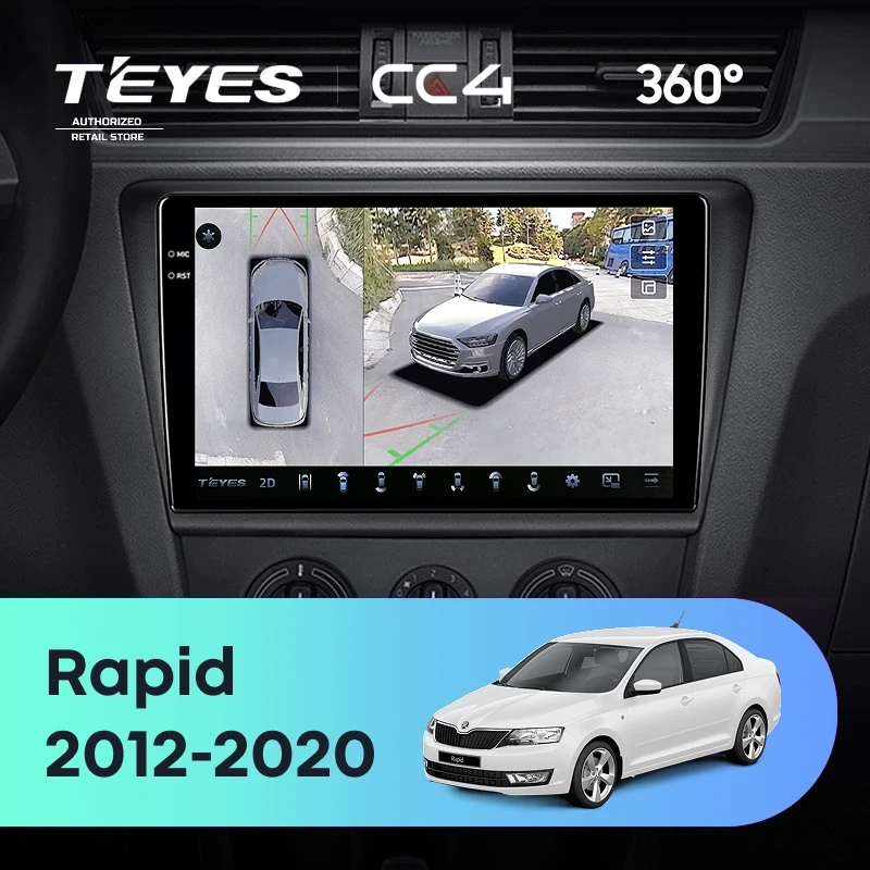 Штатная магнитола Teyes CC4 360 6/64 Skoda Rapid NH3 NH1 (2012-2020) (10 inch Universal)