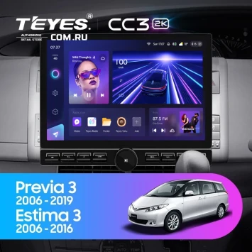 Штатная магнитола Teyes CC3 2K 6/128 Toyota Previa XR50 3 (2006-2019) Правый руль (13" с кнопками)