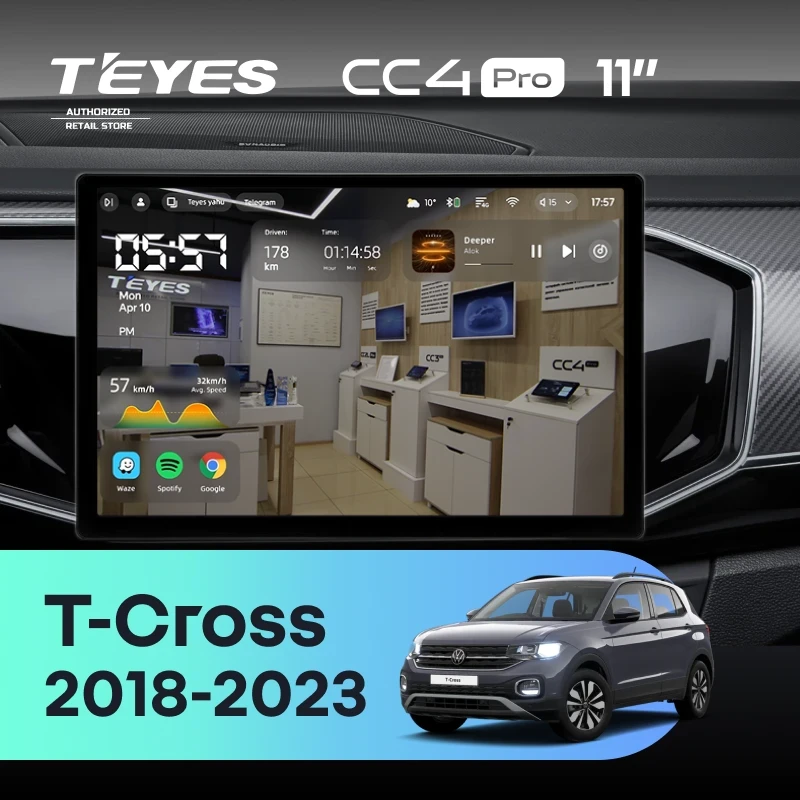 Штатная магнитола Teyes CC4 Pro 8/128 Volkswagen T-Cross (2018-2023) (11")