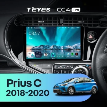 Штатная магнитола Teyes CC4 Pro 12/256 Toyota Prius C (2018-2020) Правый руль