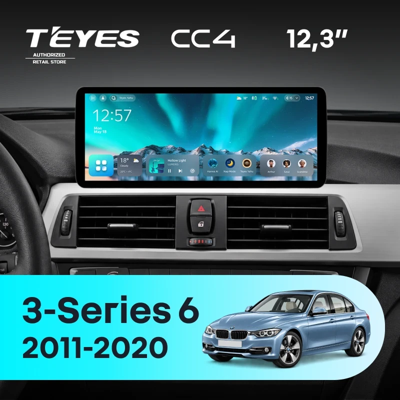Штатная магнитола Teyes CC4 12.3" 8/128 BMW 3-Series 6 F30 F31 (EVO) (2011-2020)