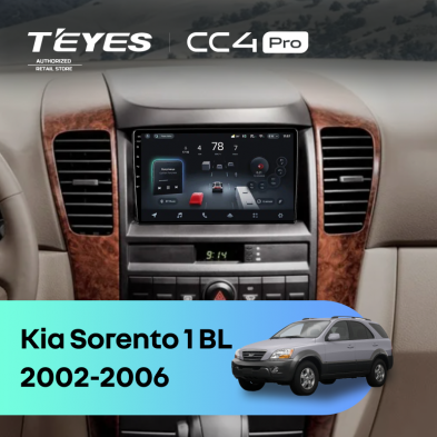 Штатная магнитола Teyes CC4 Pro 8/128 Kia Sorento 1 BL (2002-2006)