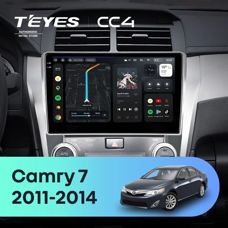 Штатная магнитола Teyes CC4 Pro 8/128 Toyota Camry 7 XV 50 55 (2011-2014) (черная) F2 (11")