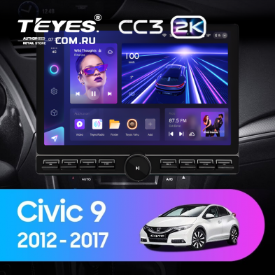 Штатная магнитола Teyes CC3 2K 6/128 Honda Civic 9 FK FB (2012-2017) (13&quot; с кнопками)