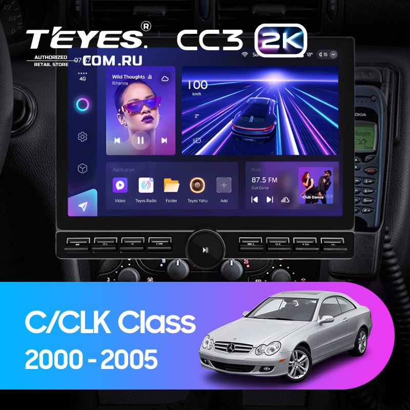 Штатная магнитола Teyes CC3 2K 6/128 Mercedes-Benz C/CLK-Class S203 W203 W209 A209 (2000-2005) F1 (13&quot; с кнопками)