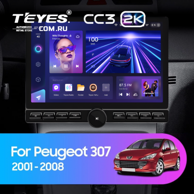 Штатная магнитола Teyes CC3 2K 6/128 Peugeot 307 1 (2001-2008) (13&quot; с кнопками)
