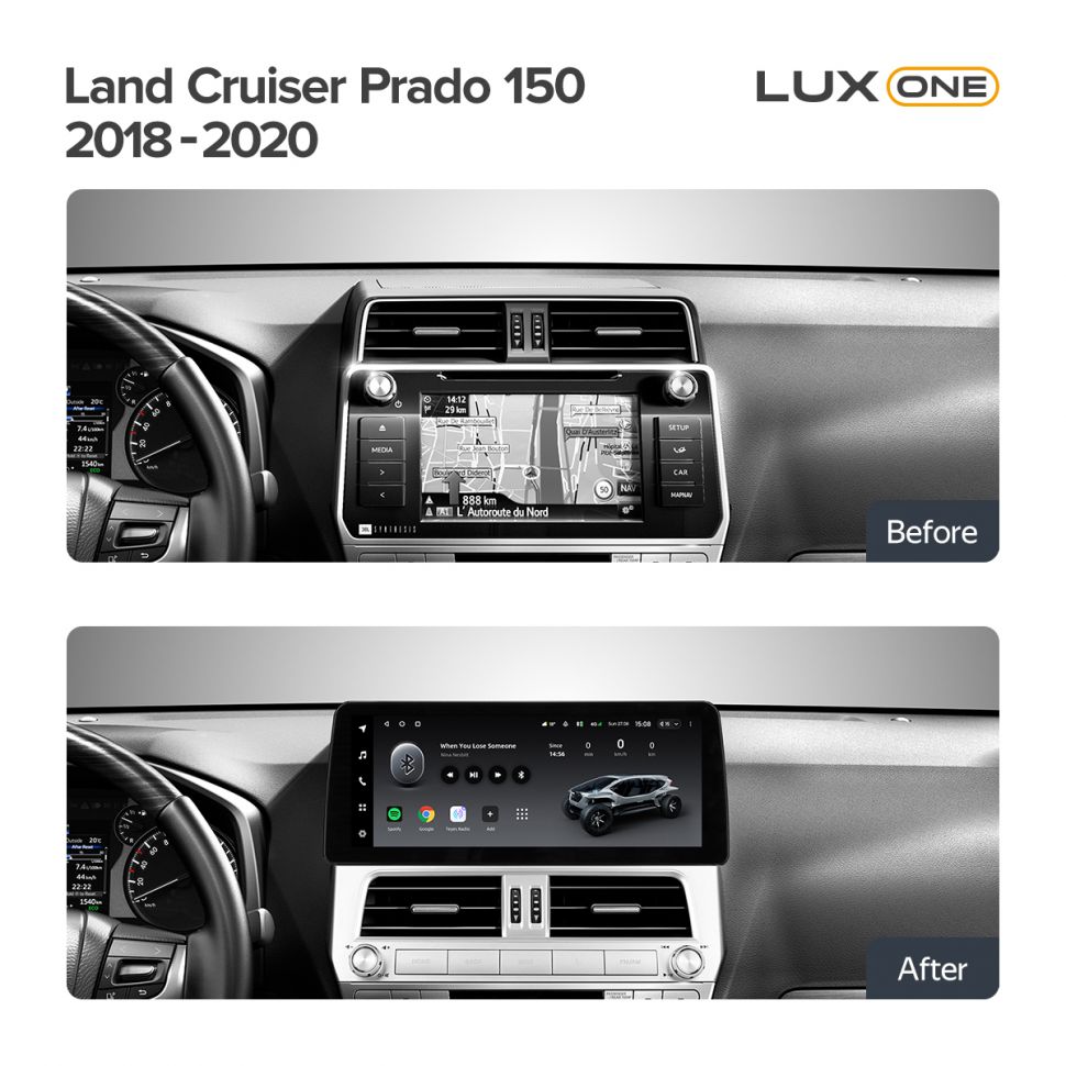 Переходная рамка Toyota Land Cruiser Prado 150 (2018-2020) (12,3&quot;)