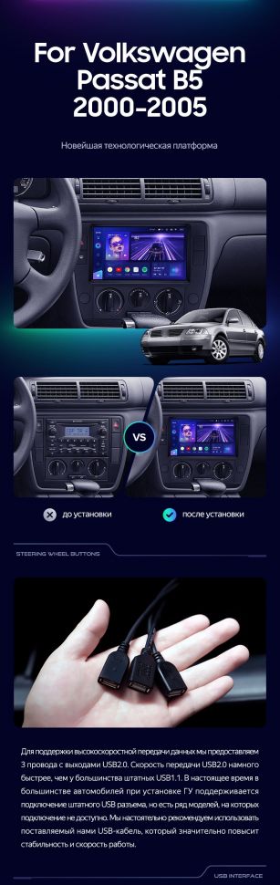 Штатная магнитола Teyes CC3 4/32 Volkswagen Passat B5 (2000-2005)