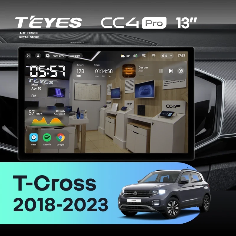 Штатная магнитола Teyes CC4 Pro 8/128 Volkswagen T-Cross (2018-2023) (13")