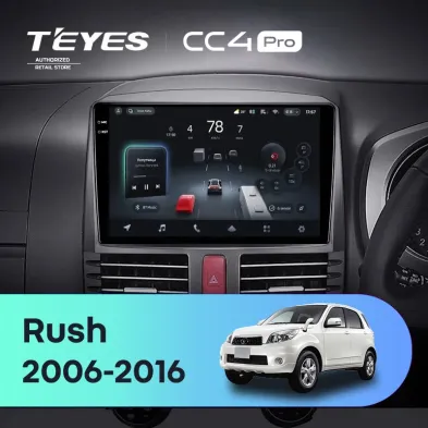 Штатная магнитола Teyes CC4 Pro 8/128 Toyota Rush J200 (2006-2016) Правый руль
