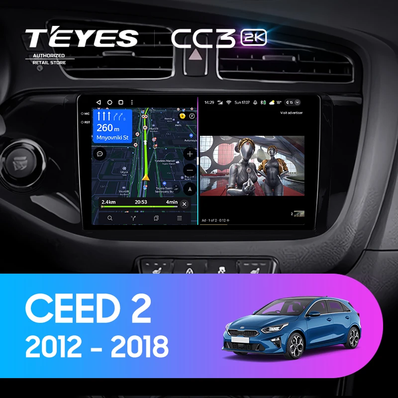 Штатная магнитола Teyes CC3 2K 360 6/128 Kia Ceed 2 JD (2012-2018)