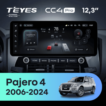 Штатная магнитола Teyes CC4 Pro 12.3" 12/256 Mitsubishi Pajero 4 V80 V90 (2006-2024) Тип-A
