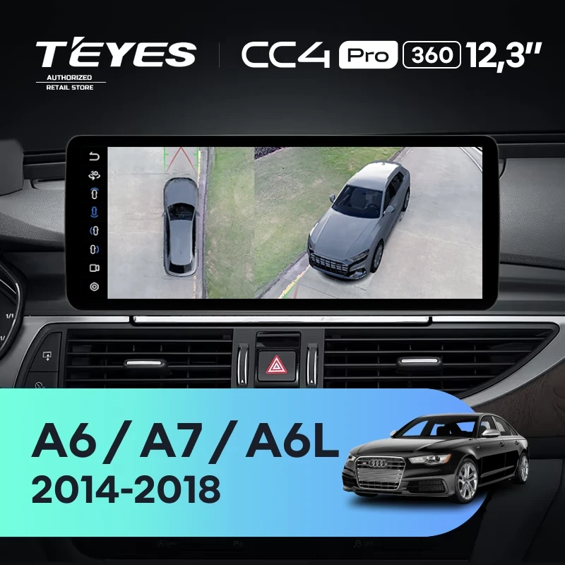 Штатная магнитола Teyes CC4 Pro 12.3" 360 12/256 Audi A6 C7 4 A6L (MHI2 System) (2014-2018)