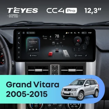 Штатная магнитола Teyes CC4 Pro 12.3" 12/256 Suzuki Grand Vitara 3 (2005-2015) (авто с кнопками на руле)