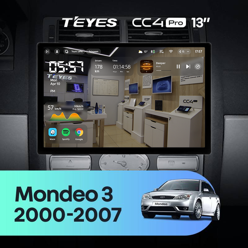 Штатная магнитола Teyes CC4 Pro 8/128 Ford Mondeo 3 (2000-2007) F2 (13&quot;)