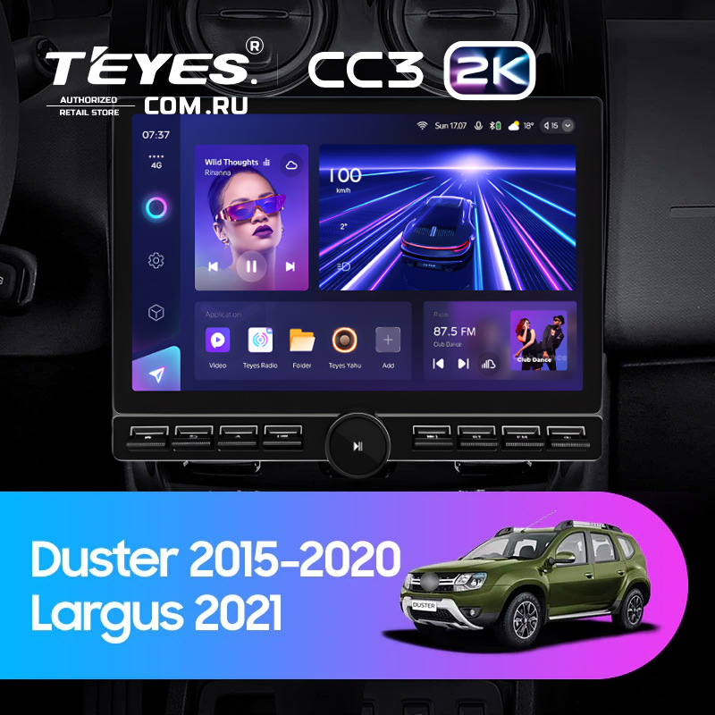 Штатная магнитола Teyes CC3 2K 6/128 Renault Duster (2015-2020) F2 (13&quot; с кнопками)