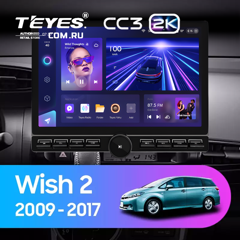 Штатная магнитола Teyes CC3 2K 6/128 Toyota Wish 2 XE20 (2009-2017) (13&quot; с кнопками)