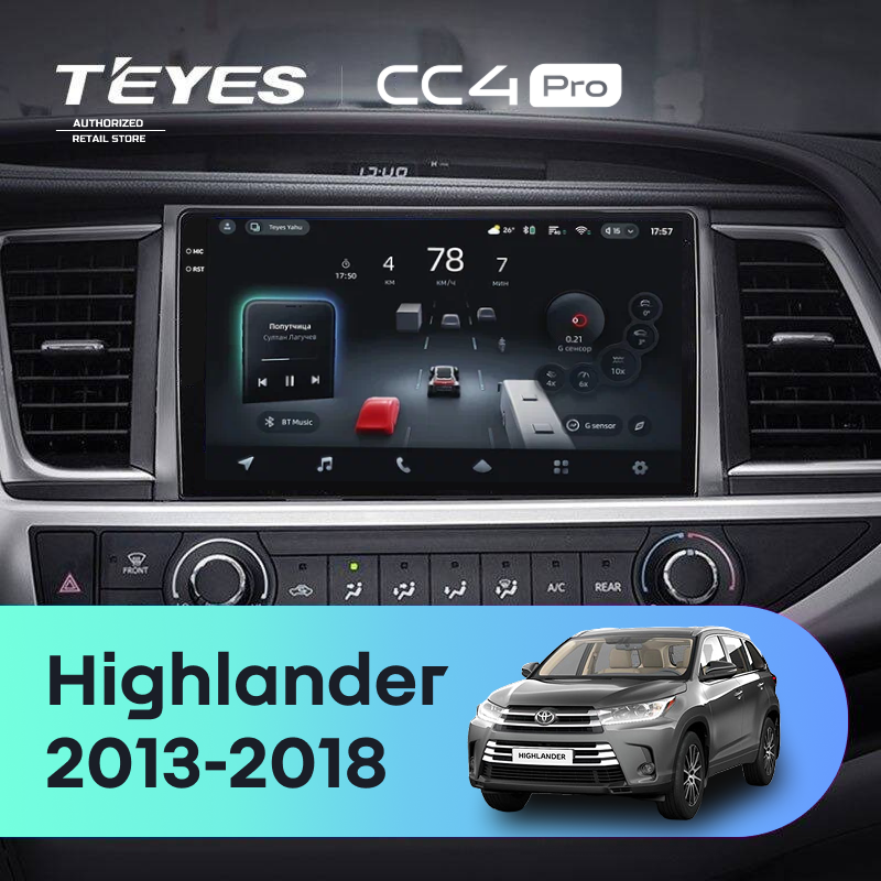 Штатная магнитола Teyes CC4 Pro 8/128 Toyota Highlander 3 XU50 (2013-2018)