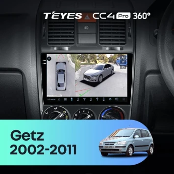 Штатная магнитола Teyes CC4 Pro 360 12/256 Hyundai Getz (2002-2011) Правый руль