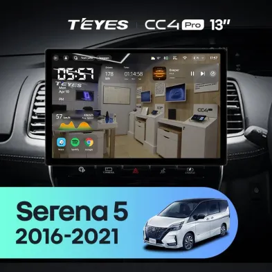 Штатная магнитола Teyes CC4 Pro 8/128 Nissan Serena 5 V C27 (2016-2021) F1 Правый руль (13")