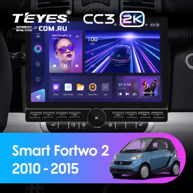 Штатная магнитола Teyes CC3 2K 6/128 Mercedes-Benz Smart Fortwo 2 (2010-2015) F1 (13&quot; с кнопками)