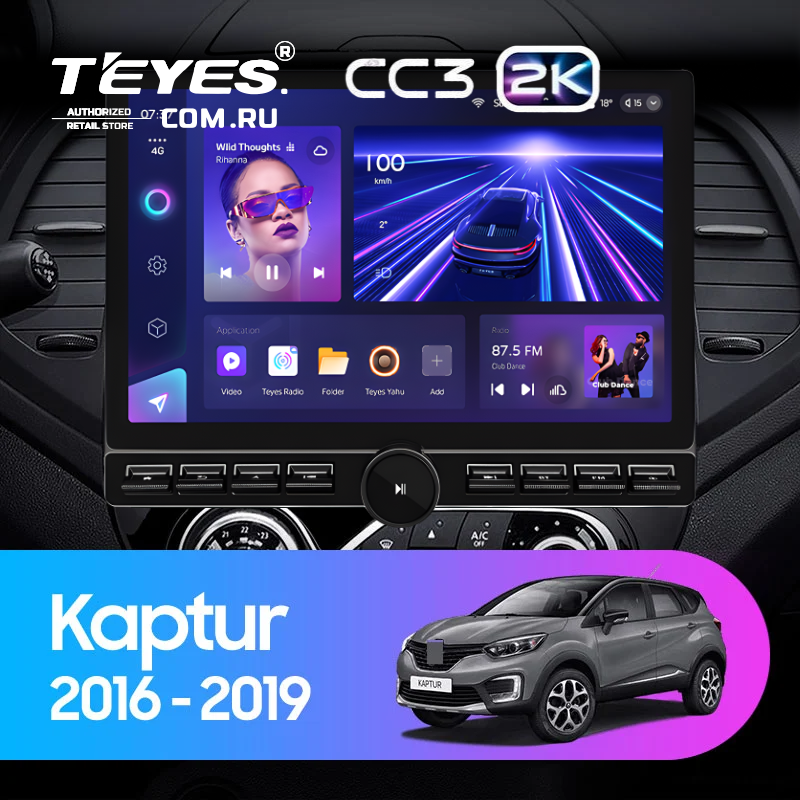 Штатная магнитола Teyes CC3 2K 6/128 Renault Kaptur (2016-2019) F2 (13&quot; с кнопками)