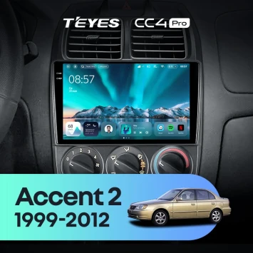 Штатная магнитола Teyes CC4 Pro 12/256 Hyundai Accent II LC2 (1999-2012) F2