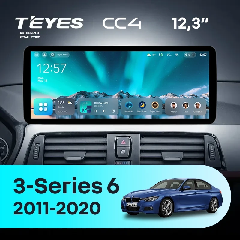 Штатная магнитола Teyes CC4 12.3" 8/128 BMW 3-Series 6 F30 F31 (NBT) (2011-2020) Universal