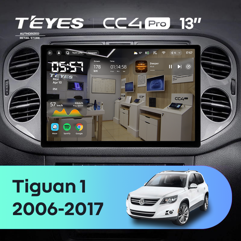 Штатная магнитола Teyes CC4 Pro 12/256 Volkswagen Tiguan 1 NF (2006-2016) F1 (13&quot;)