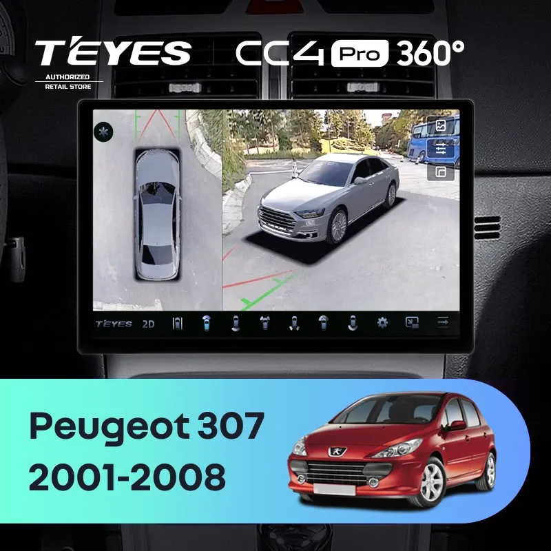 Штатная магнитола Teyes CC4 Pro 360 8/128 Peugeot 307 1 (2001-2008) (11")