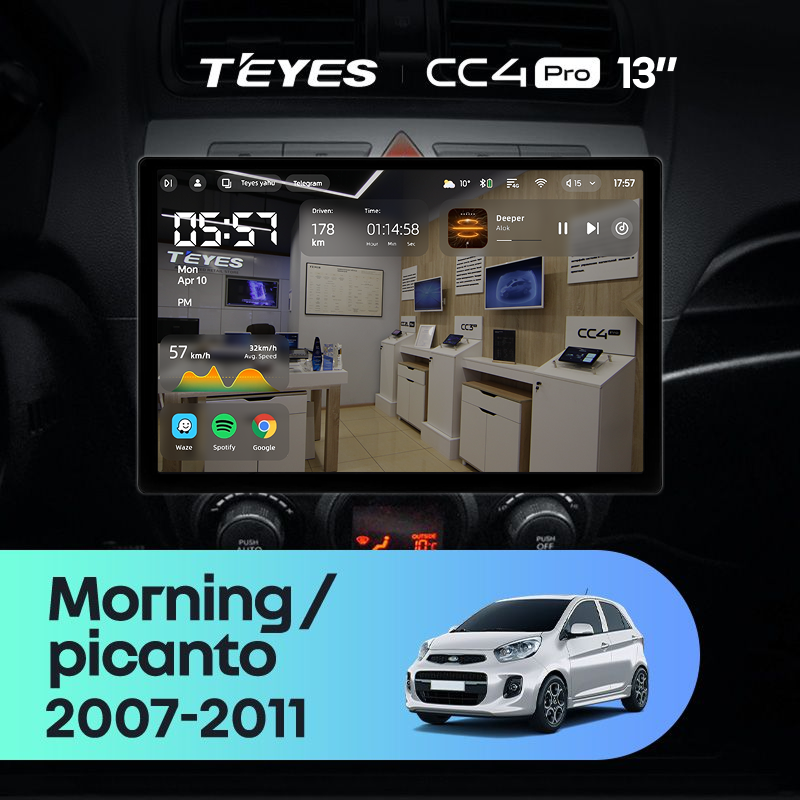 Штатная магнитола Teyes CC4 Pro 8/128 Kia Picanto (2007-2011) (13&quot;)