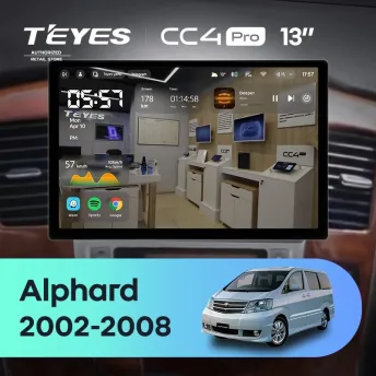 Штатная магнитола Teyes CC4 Pro 8/128 Toyota Alphard 1 H10 (2005-2008) F2 (13")