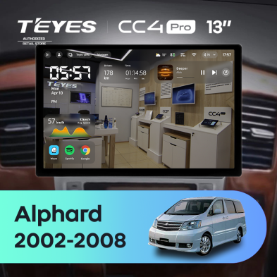Штатная магнитола Teyes CC4 Pro 8/128 Toyota Alphard 1 H10 (2005-2008) F2 (13&quot;)