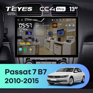 Штатная магнитола Teyes CC4 Pro 8/128 Volkswagen Passat 7 B7 (2010-2015) (13") (10 inch Universal)