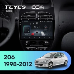 Штатная магнитола Teyes CC4 8/128 Peugeot 206 (1998-2012) F1