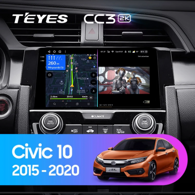 Штатная магнитола Teyes CC3 2K 360 6/128 Honda Civic 10 FC FK (2015-2020)