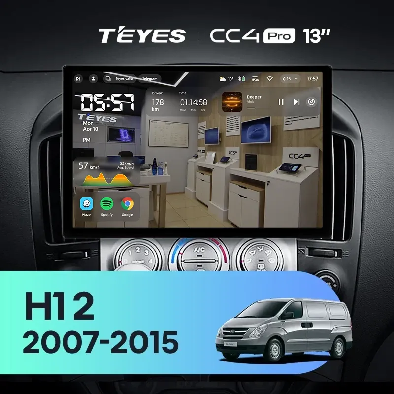 Штатная магнитола Teyes CC4 Pro 12/256 Hyundai H1 TQ (2007-2015) F3 (13")