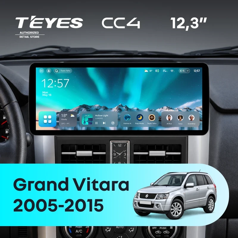 Штатная магнитола Teyes CC4 12.3" 8/128 Suzuki Grand Vitara 3 (2005-2015) (авто с кнопками на руле)