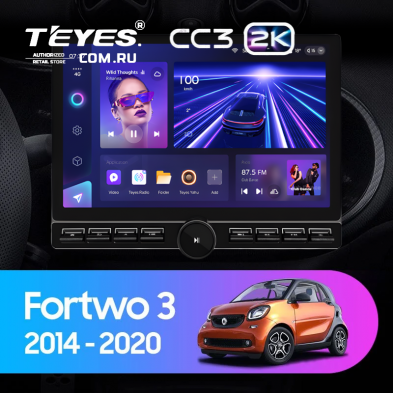 Штатная магнитола Teyes CC3 2K 6/128 Mercedes-Benz Smart Fortwo 3 C453 A453 W453 (2014-2020) (13&quot; с кнопками)
