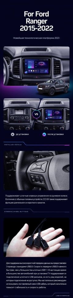 Штатная магнитола Teyes CC3L 4/64 Ford Ranger P703 (2015-2022) Тип-A